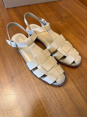 J. Crew Factory Beige Suede Woven Slingback Sandals